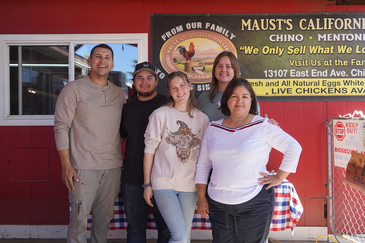 The Maust family team in front of The Ranch Egg Store