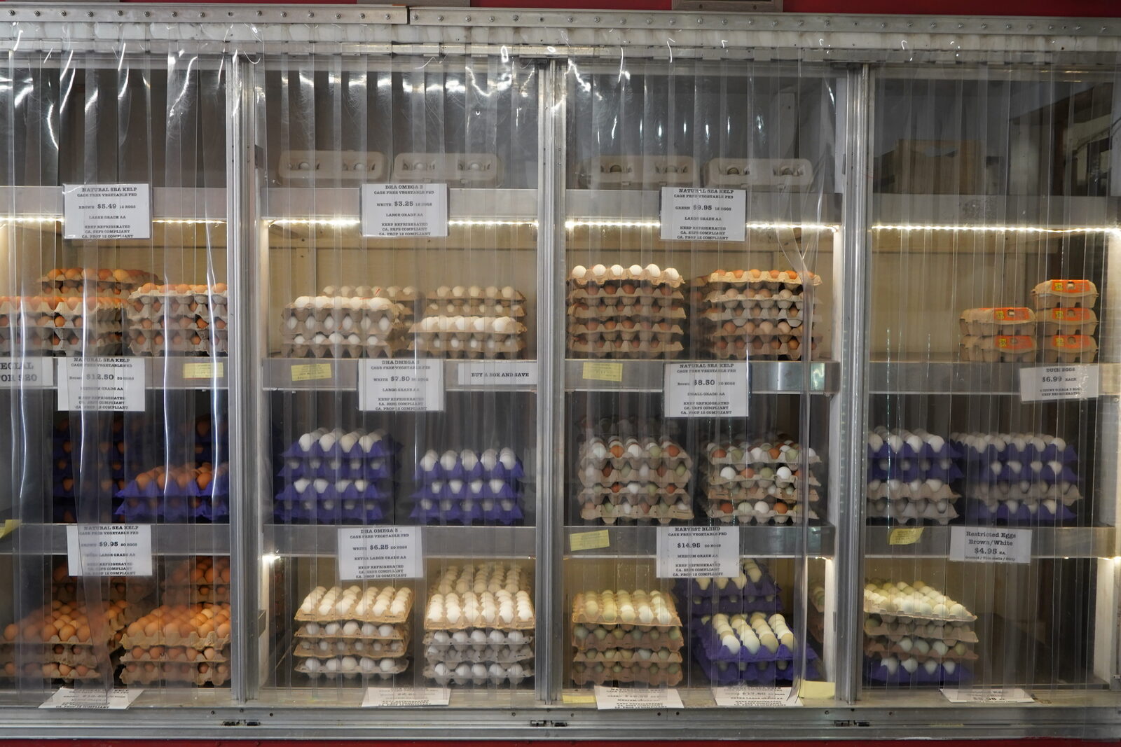 Refrigerated egg display at The Ranch Egg Store